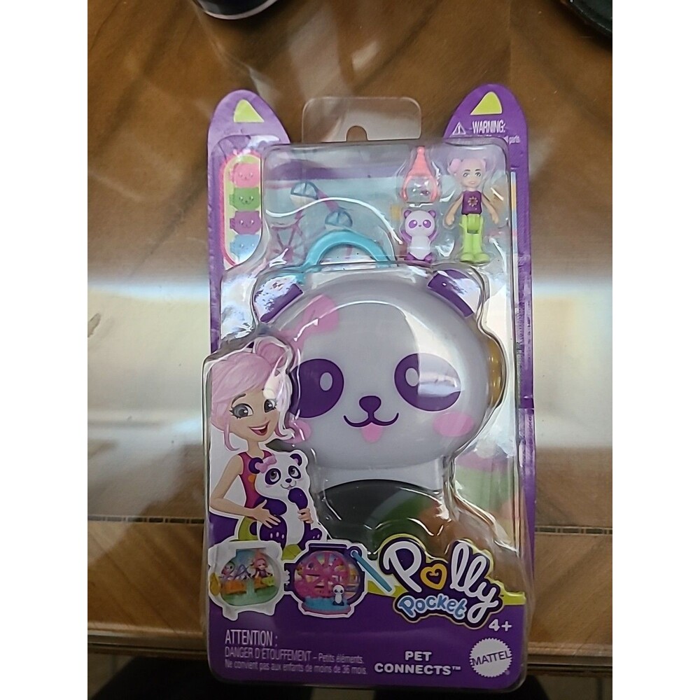 Polly Pocket Pet Connects mini doll Panda White compact brunette doll Open box